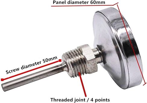 WSS-3031 axial bimetal Thermometer 60mm Surface axial Thermometer 4 Points Thread Pointer Boiler Pipe Industrial Thermometer(0-150 Degrees,100mm) in Saudi Arabia