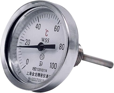 WSS-3031 axial bimetal Thermometer 60mm Surface axial Thermometer 4 Points Thread Pointer Boiler Pipe Industrial Thermometer(0-150 Degrees,100mm) in Saudi Arabia