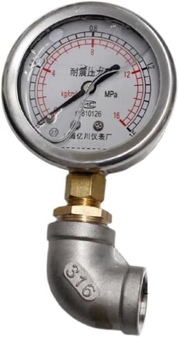 Yn60 Water Pipe Installation Pressure Gauge Matching tee Elbow Pressure Instrument 1.6mpa1mpa4 Branch Pipe Socket BSPT(Elbow Set,0-1MPA) in Saudi Arabia