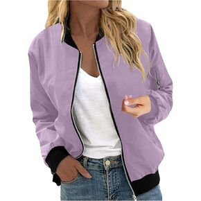 Womens Waterproof Bomber Jacket Lightweight Windproof Raincoat Zip Up Varsity Travel Hiking Windbreaker with Pockets in Saudi Arabia