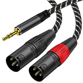 3.5 mm to Dual XLR Male Pro Stereo Breakout Cable, 1/8" TRS Stereo to 2 XLR Male Y Splitter Patch Microphone Cable, Nylon Braided, for Mix Speaker and Amplifer 3.3 Feet in Saudi Arabia