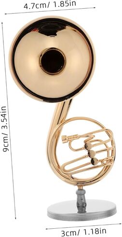 PRETYZOOM Miniature French Horn Model Brass with Stand Decorative Musical Instrument for Music Lovers Unique for Collectors and Students in Saudi Arabia