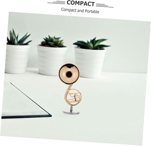 PRETYZOOM Miniature French Horn Model Brass with Stand Decorative Musical Instrument for Music Lovers Unique for Collectors and Students in Saudi Arabia