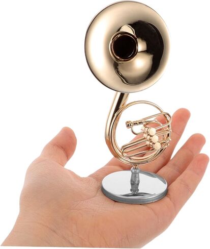 PRETYZOOM Miniature French Horn Model Brass with Stand Decorative Musical Instrument for Music Lovers Unique for Collectors and Students in Saudi Arabia