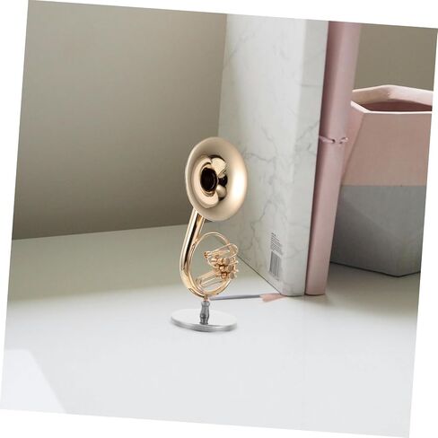 PRETYZOOM Miniature French Horn Model Brass with Stand Decorative Musical Instrument for Music Lovers Unique for Collectors and Students in Saudi Arabia