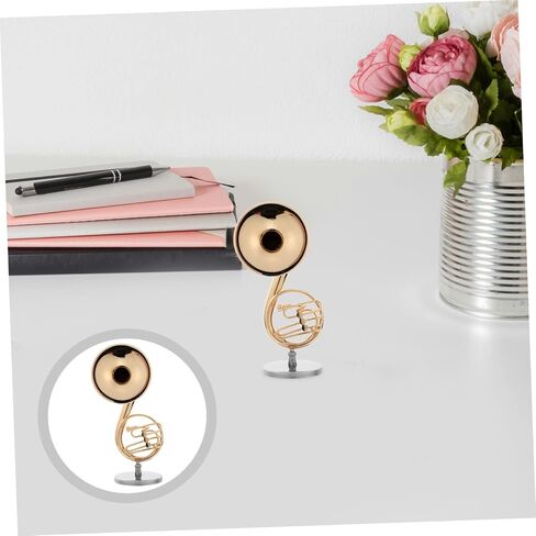 PRETYZOOM Miniature French Horn Model Brass with Stand Decorative Musical Instrument for Music Lovers Unique for Collectors and Students in Saudi Arabia