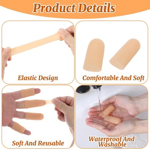 30 PCS حماة إصبع السيليكون ، واقي إصبع مقاوم للماء - أصابع هلام ناعمة ، واقي إبهام التنفس لالتهاب المفاصل الألم ... (لون البشرة ، قصير) in Saudi Arabia