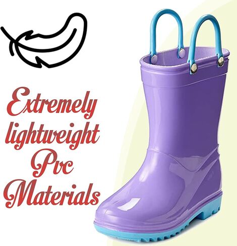 Puddle Play PVC Rainpoots Rainpoots - Fuchsia والوردي الفاتح - سهلة الحجم 7 طفل صغير in Kuwait