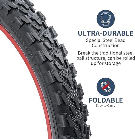 YUNSCM 2-PCS 20" Tires 20x2.35/60-406 and 20" Heavy Duty Bike Tubes Schrader Valve Compatible with 20 x 2.35 All-Terrain Directional Tread Bicycle Tires and Tubes (Y-1216) in Kuwait