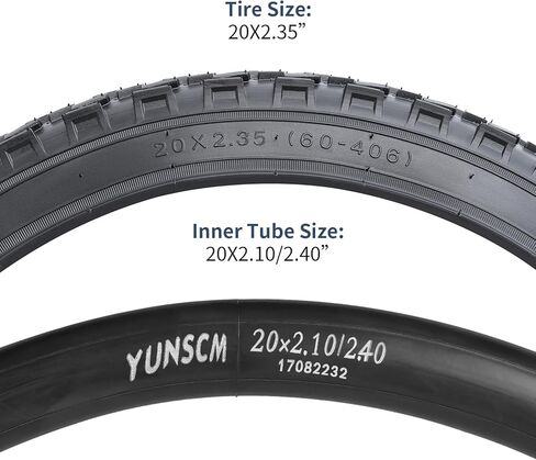 YUNSCM 2-PCS 20" Tires 20x2.35/60-406 and 20" Heavy Duty Bike Tubes Schrader Valve Compatible with 20 x 2.35 All-Terrain Directional Tread Bicycle Tires and Tubes (Y-1216) in Kuwait