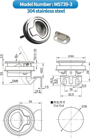 Stainless Steel Or Zinc Alloy Embedded Handle Lock Drawer Commercial Door 1Pcs(Zinc Alloy-Black) in Saudi Arabia