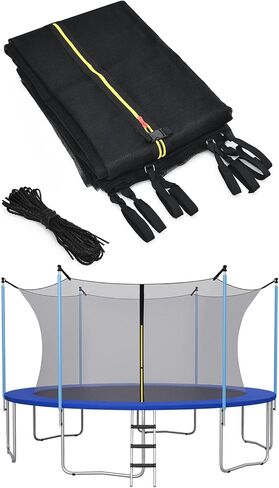Giantex Trampoline Safety Net w/Adjustable Straps, 8 10 12 14 15 16Ft Weather-Resistant Replacement Enclosure Net with Double-Headed Zipper, Protection Buckle, Poles Not Included in Saudi Arabia
