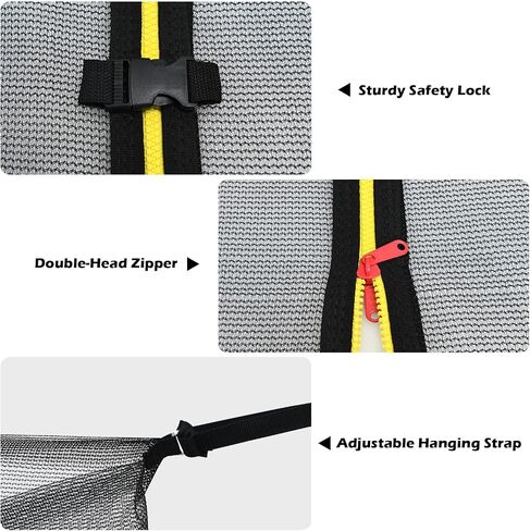 Giantex Trampoline Safety Net w/Adjustable Straps, 8 10 12 14 15 16Ft Weather-Resistant Replacement Enclosure Net with Double-Headed Zipper, Protection Buckle, Poles Not Included in Saudi Arabia