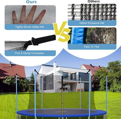 Giantex Trampoline Safety Net w/Adjustable Straps, 8 10 12 14 15 16Ft Weather-Resistant Replacement Enclosure Net with Double-Headed Zipper, Protection Buckle, Poles Not Included in Saudi Arabia