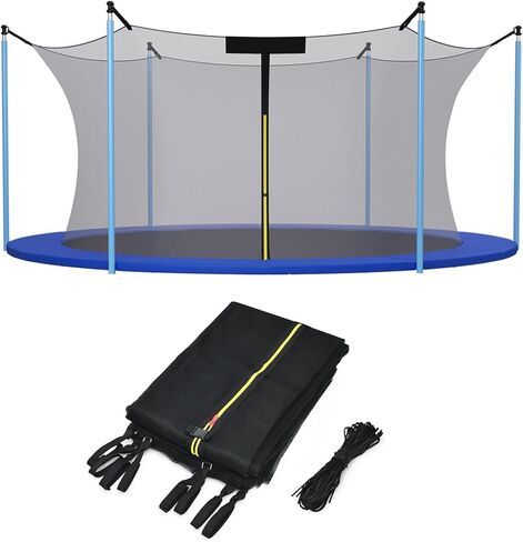 GYMAX Trampoline Net, Trampoline Enclosure for 8 10 12 14 15 16Ft Round Trampoline with Double-Headed Zippers & Buckles, Weather-Resistant Sun-Protective Trampoline Replacement Net in Saudi Arabia