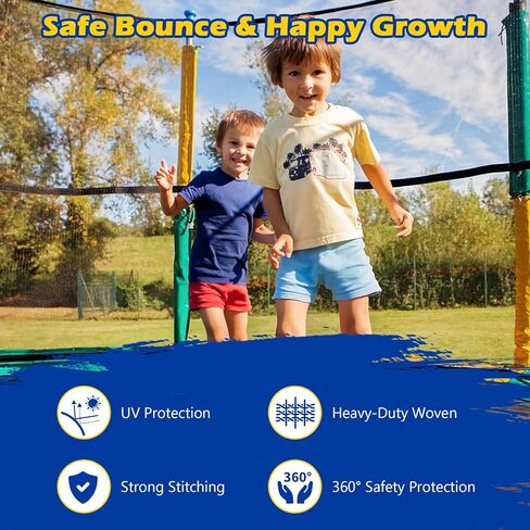 GYMAX Trampoline Net, Trampoline Enclosure for 8 10 12 14 15 16Ft Round Trampoline with Double-Headed Zippers & Buckles, Weather-Resistant Sun-Protective Trampoline Replacement Net in Saudi Arabia