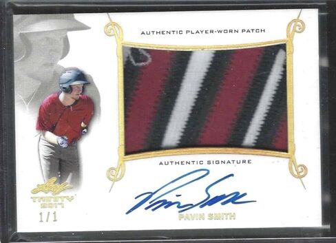 Pavin Smith 2017 Leaf Trinity Prospect Game Worn Patch Auto #D 1/1 - MLB Motograped Cardsball Cards in Kuwait