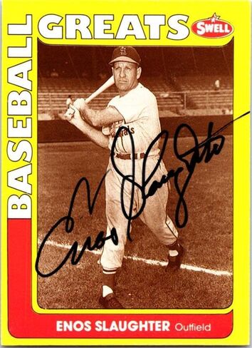Enos Slaughter autographed Baseball Card (St Louis Cardinals) 1991 Swell Greats #84 - Baseball Slabbed Autographed Cards in Saudi Arabia