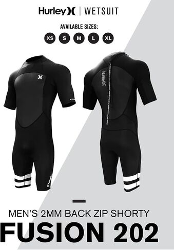 Hurley Mens Wetsuit - Fusion 202 2/2MM Short Sleeve Wetsuit for Men - UPF 50+ Stretch Neoprene Shorty Wet Suit with Back Zip in Saudi Arabia