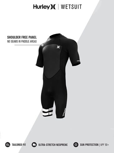 Hurley Mens Wetsuit - Fusion 202 2/2MM Short Sleeve Wetsuit for Men - UPF 50+ Stretch Neoprene Shorty Wet Suit with Back Zip in Saudi Arabia