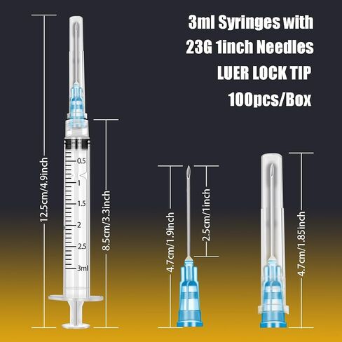 100pack 3ml/cc - السلامة ملفوفة بشكل فردي (22 جم × 1.5 بوصة) in Saudi Arabia