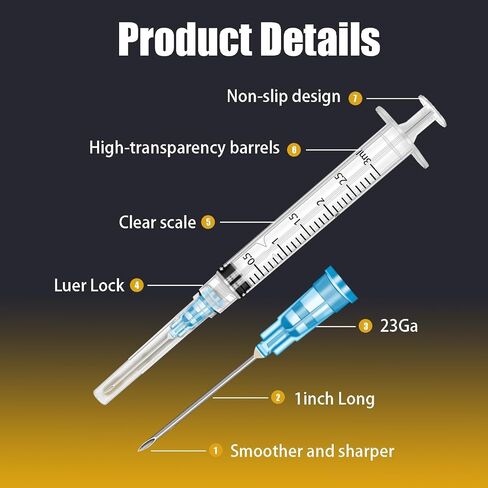 100pack 3ml/cc - السلامة ملفوفة بشكل فردي (22 جم × 1.5 بوصة) in Kuwait