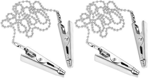 2pcs Dental Bib Clips, Adjustable Reusable Metal Napkin Clip with Ball Chains Napkin Holder Clips Lanyard Metal Neck Chain Clips With Bib Holder Chain on Both Ends Silver in Saudi Arabia