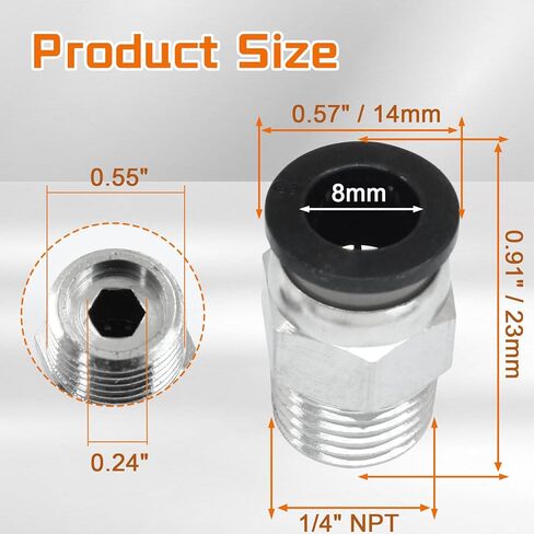 10 Pcs Push to Connect Fittings 8mm Tube OD x 1/4 Inch NPT Thread, Male Straight Pneumatic Air Hose Quick Connect Fittings in Saudi Arabia