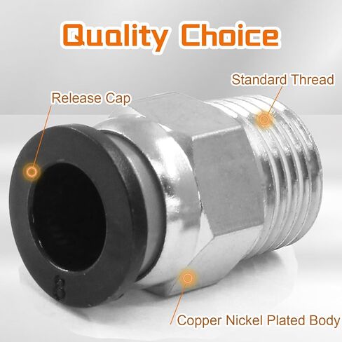 10 Pcs Push to Connect Fittings 8mm Tube OD x 1/4 Inch NPT Thread, Male Straight Pneumatic Air Hose Quick Connect Fittings in Saudi Arabia