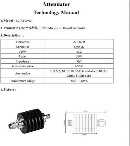 Attenuator 10W Attenuator,1db to 40dB SMA Male to SMA Female DC-3.0GHZ 50ohm RF Coaxial Power(2db) in Saudi Arabia