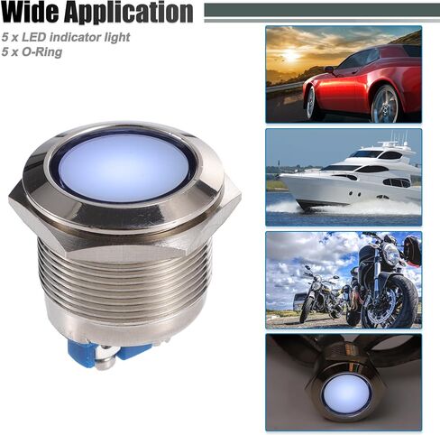 X AutoHaux 5 PCS مؤشر LED ضوء 12 مم 12 فولت AC DC قذيفة المعادن ماء مصباح إشارة داش لاندف in Saudi Arabia