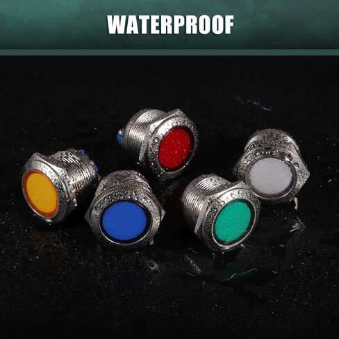 X AutoHaux 5 PCS مؤشر LED ضوء 12 مم 12 فولت AC DC قذيفة المعادن ماء مصباح إشارة داش لاندف in Saudi Arabia