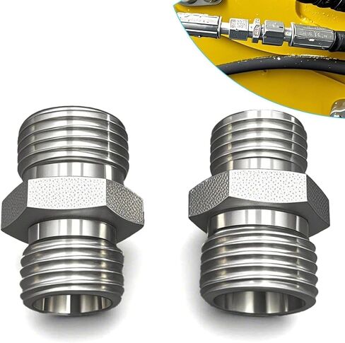 محول خرطوم هيدروليكي من الصلب الكربوني لخيوط M14-M16-متوافق مع AGT ، FF Industries ، Vicsec ، MIVA ، Machpro ، TPM Mini Deasavators ، موصل تركيب الفضة (حزمة واحدة) in Kuwait