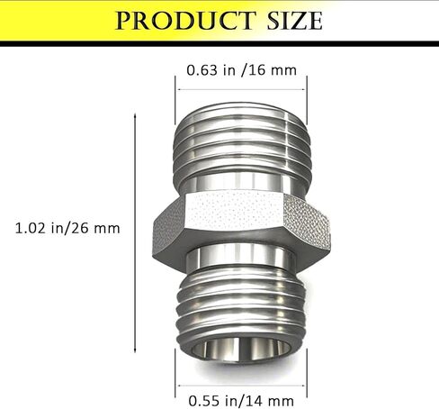 محول خرطوم هيدروليكي من الصلب الكربوني لخيوط M14-M16-متوافق مع AGT ، FF Industries ، Vicsec ، MIVA ، Machpro ، TPM Mini Deasavators ، موصل تركيب الفضة (حزمة واحدة) in Kuwait
