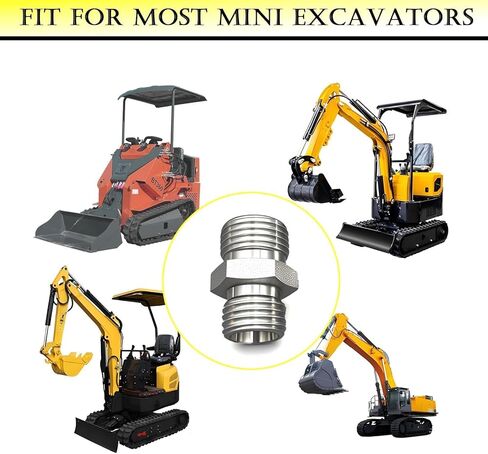 محول خرطوم هيدروليكي من الصلب الكربوني لخيوط M14-M16-متوافق مع AGT ، FF Industries ، Vicsec ، MIVA ، Machpro ، TPM Mini Deasavators ، موصل تركيب الفضة (حزمة واحدة) in Kuwait