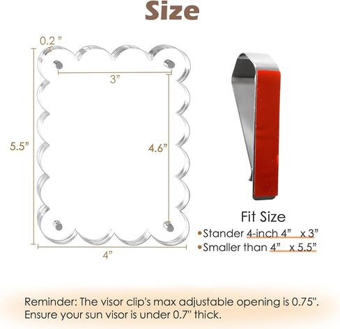 CARFIB 2pcs Car Picture Frame Visor Clip Magnetic Photo Holder Personalized Sun Visor Clips Hanging for Polaroid Pictures Display Universal Acrylic in Saudi Arabia