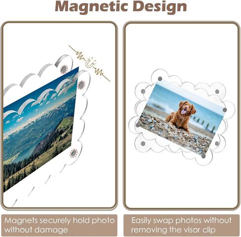 CARFIB 2pcs Car Picture Frame Visor Clip Magnetic Photo Holder Personalized Sun Visor Clips Hanging for Polaroid Pictures Display Universal Acrylic in Saudi Arabia