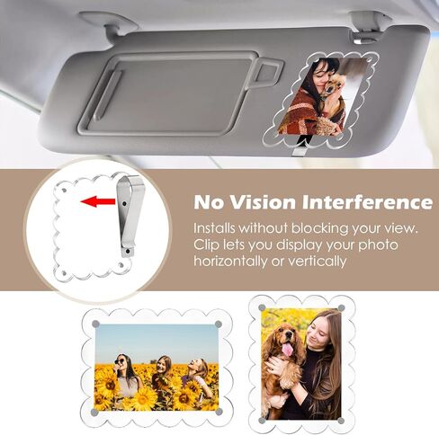 CARFIB 2pcs Car Picture Frame Visor Clip Magnetic Photo Holder Personalized Sun Visor Clips Hanging for Polaroid Pictures Display Universal Acrylic in Saudi Arabia