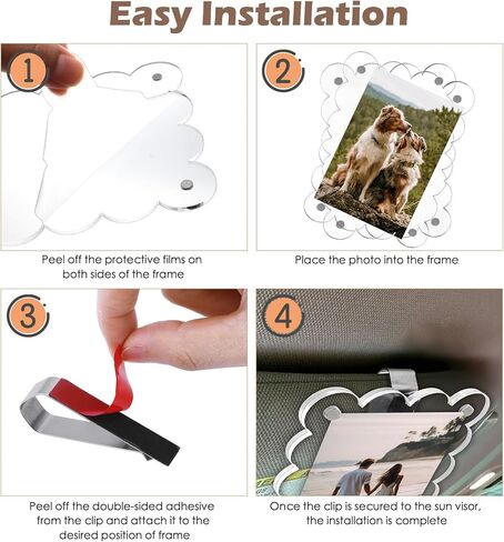 CARFIB 2pcs Car Picture Frame Visor Clip Magnetic Photo Holder Personalized Sun Visor Clips Hanging for Polaroid Pictures Display Universal Acrylic in Saudi Arabia