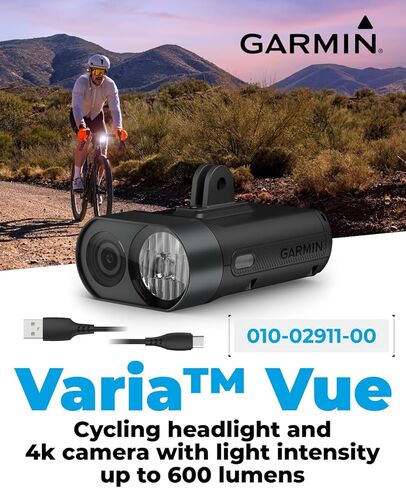 Wearable4U Garmin varia vue - مصباح الأمامي وكاميرا 4K ، سطوع تلقائي ، 600 لومينات و RCT715 رادار الدراجات ، التسجيل المستمر ، اكتشاف المركبات W/ 32 GB حزمة PowerBank MicroSDHC in Saudi Arabia