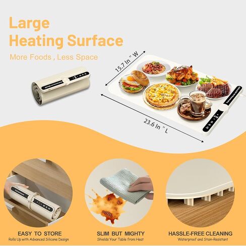 Electric Food Warming Mat, Heating Tray for Buffets, Parties, and Home Daily Use, 8 Seconds Heat Up, Roll-Up Portable Design with Timer Function in Saudi Arabia