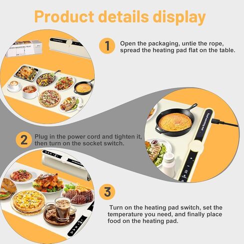 Electric Food Warming Mat, Heating Tray for Buffets, Parties, and Home Daily Use, 8 Seconds Heat Up, Roll-Up Portable Design with Timer Function in Saudi Arabia