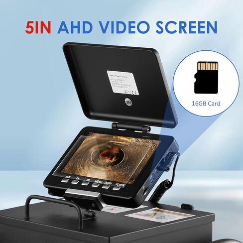 Sewer Camera With 512Hz Sonde Selfs-Leveling,IP68 Waterproof Pipe Inspection Camera With 9in AHDS Recorder,Endoscope With Meter Counter 12pcs LED Lights For Plumbing 164ft/50m(16 GB S,D Card Included) in Saudi Arabia