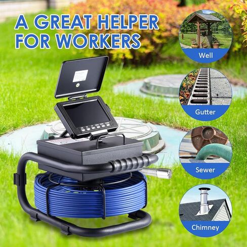 Sewer Camera With 512Hz Sonde Selfs-Leveling,IP68 Waterproof Pipe Inspection Camera With 9in AHDS Recorder,Endoscope With Meter Counter 12pcs LED Lights For Plumbing 164ft/50m(16 GB S,D Card Included) in Saudi Arabia