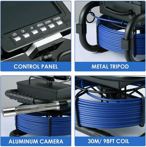 Sewer Camera With 512Hz Sonde Selfs-Leveling,IP68 Waterproof Pipe Inspection Camera With 9in AHDS Recorder,Endoscope With Meter Counter 12pcs LED Lights For Plumbing 164ft/50m(16 GB S,D Card Included) in Saudi Arabia