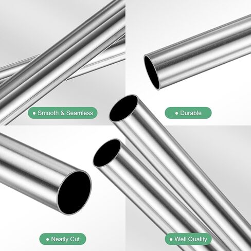 2-Pack 400mm 304 Stainless Steel Tube, 8mm OD 1mm Wall Thickness Seamless Stainless Steel Tubing for Construction/Machining/DIY Crafting, Metal Straight Pipe [0.31x0.04x15.7IN] in Saudi Arabia