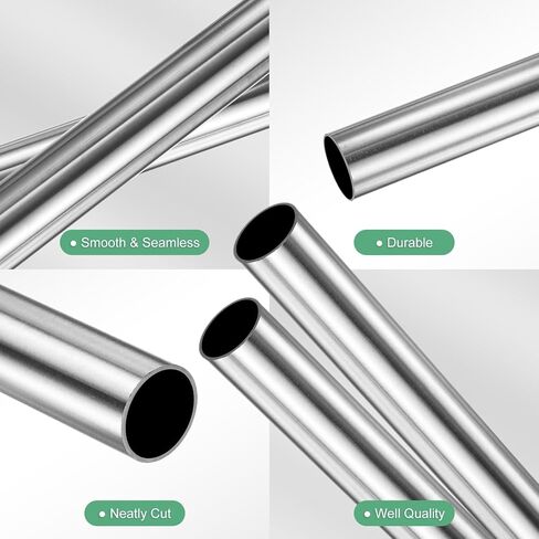 2-Pack 400mm 304 Stainless Steel Tube, 8mm OD 1mm Wall Thickness Seamless Stainless Steel Tubing for Construction/Machining/DIY Crafting, Metal Straight Pipe [0.31x0.04x15.7IN] in Saudi Arabia