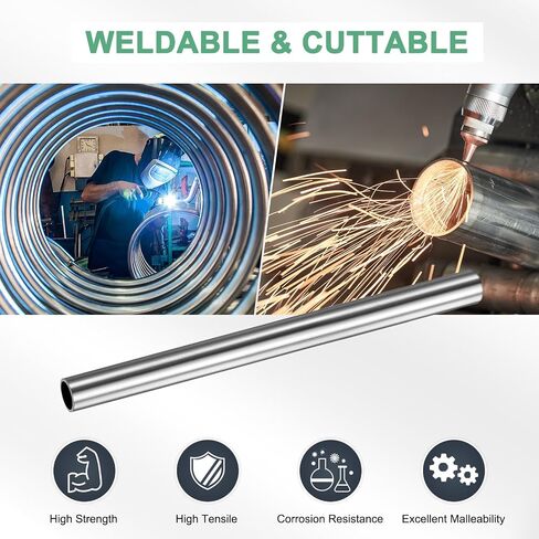 3-Pack 150mm 304 Stainless Steel Tube, 25mm OD 1.5mm Wall Thickness Seamless Stainless Steel Tubing for Construction/Machining/DIY Crafting, Metal Straight Pipe [0.98x0.06x6IN] in Kuwait