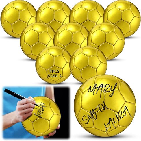 Gold Autograph Soccer Ball Official Size 2 Mini Trophy Soccer Golden Custom Football with Air Pump for Trophies Anniversary College Coaching Gift Awards Party in Kuwait