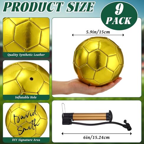 Gold Autograph Soccer Ball Official Size 2 Mini Trophy Soccer Golden Custom Football with Air Pump for Trophies Anniversary College Coaching Gift Awards Party in Kuwait